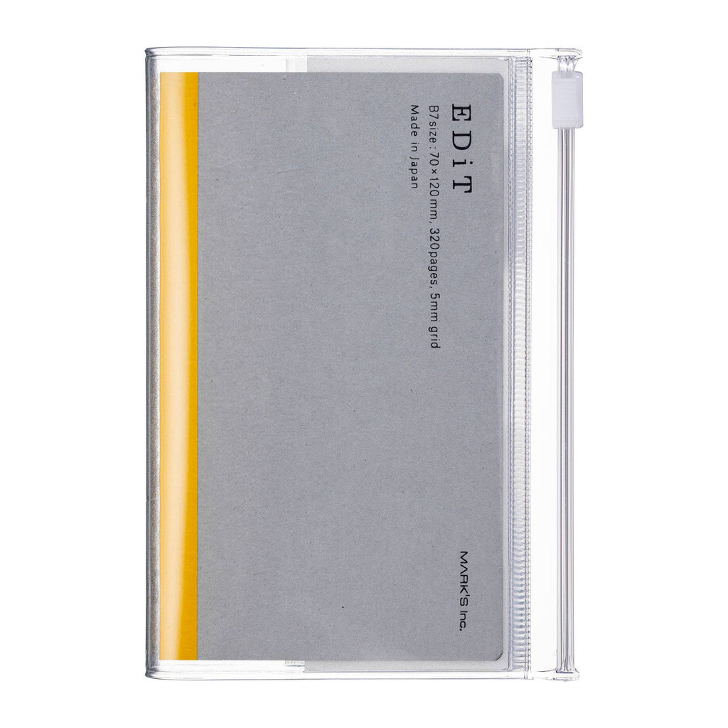 MARK'S EDiT B7 Grid Notebook with Zipper Pocket — Clear
