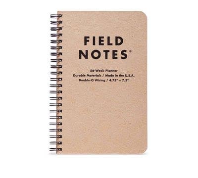 Field Notes 56-Week Planner with kraft-colored chipboard cover and side wire binding