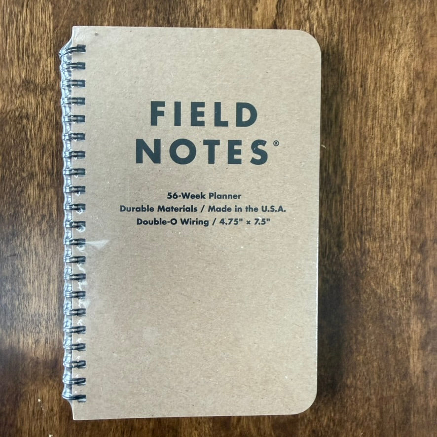 Field Notes 56-Week Undated Planner with kraft chipboard front cover, side Double-O wire binding, and rounded corners