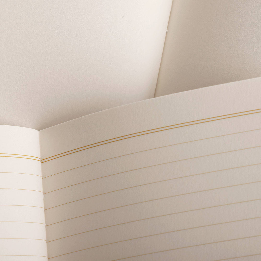 Open Field Notes Hunter’s Moon notebook showing lightly ruled warm white pages