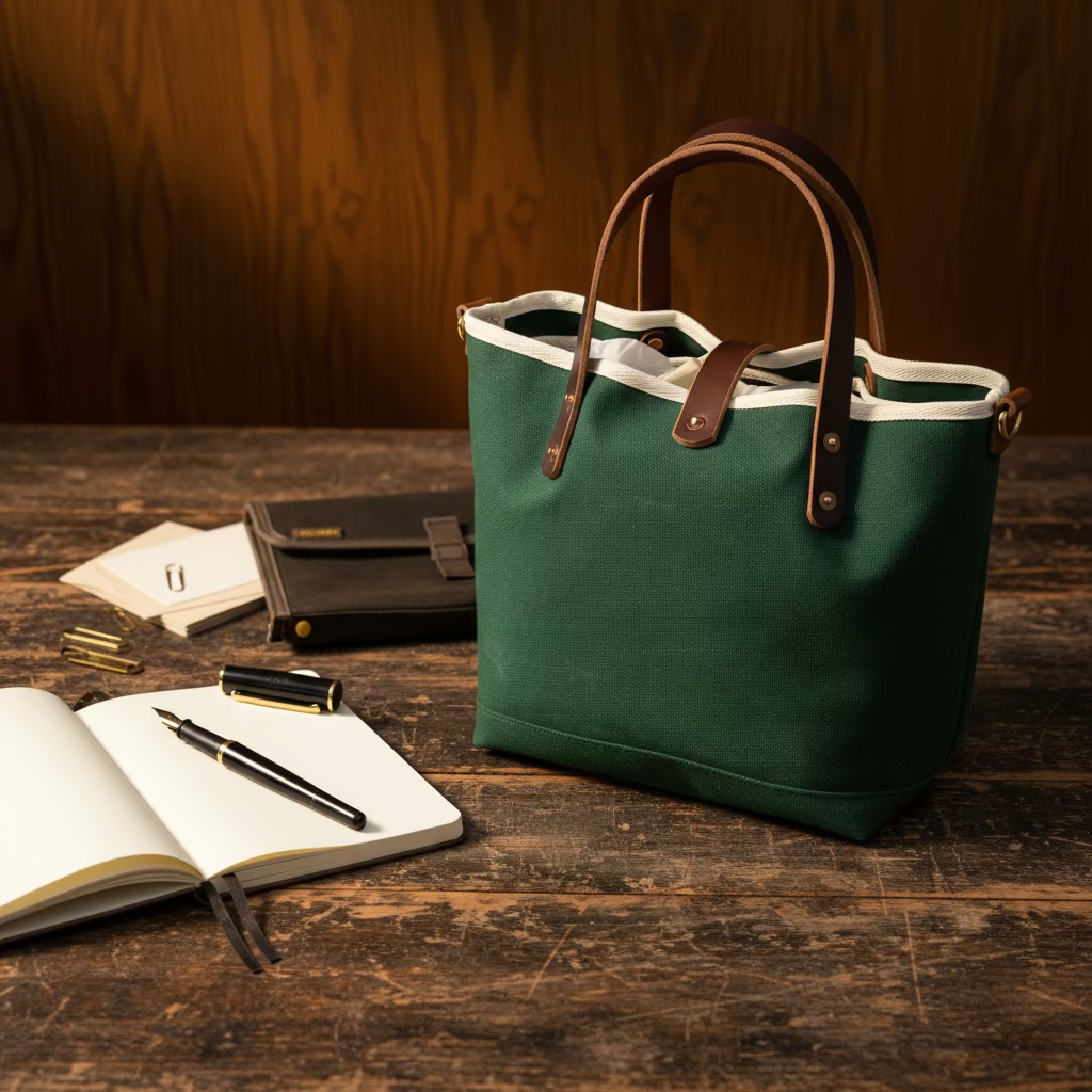 General Knot & Co. Waxed Canvas All Day Mini Tote — Tennis Green