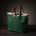 General Knot & Co. Waxed Canvas All Day Mini Tote in Tennis Green with brown leather handles