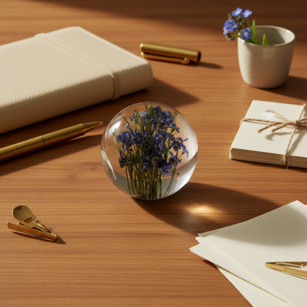 Hafod Grange Forget-Me-Not Botanical Paperweight