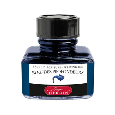 J. Herbin Bleu des Profondeurs fountain pen ink in 30 mL bottle on white background