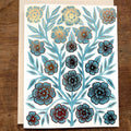 Katharine Watson copper foil floral blank greeting cards, box of six