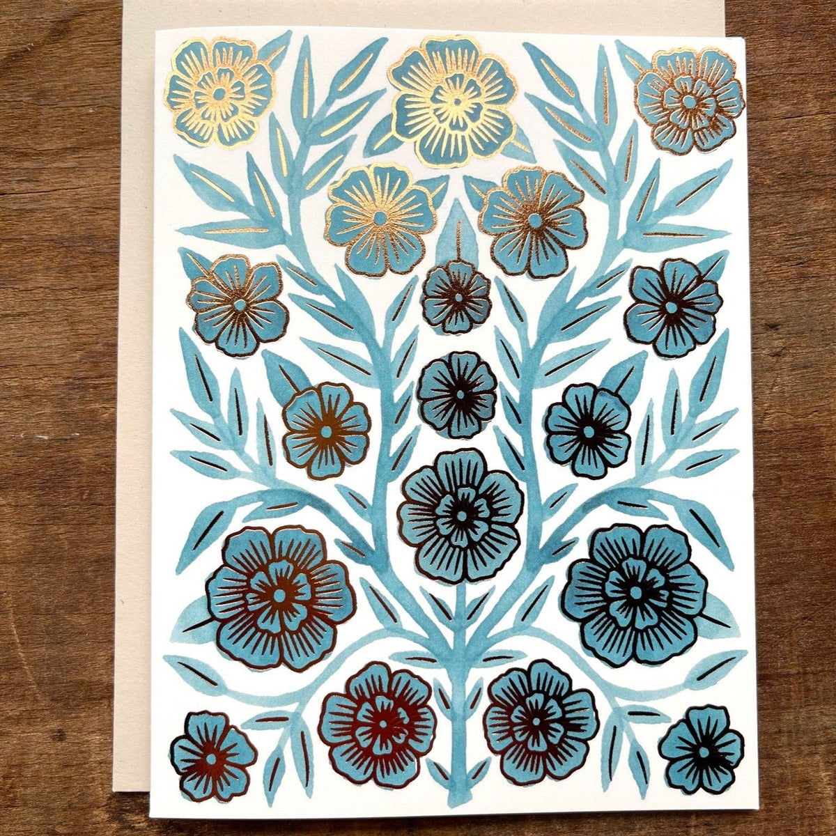 Katharine Watson copper foil floral blank greeting cards, box of six
