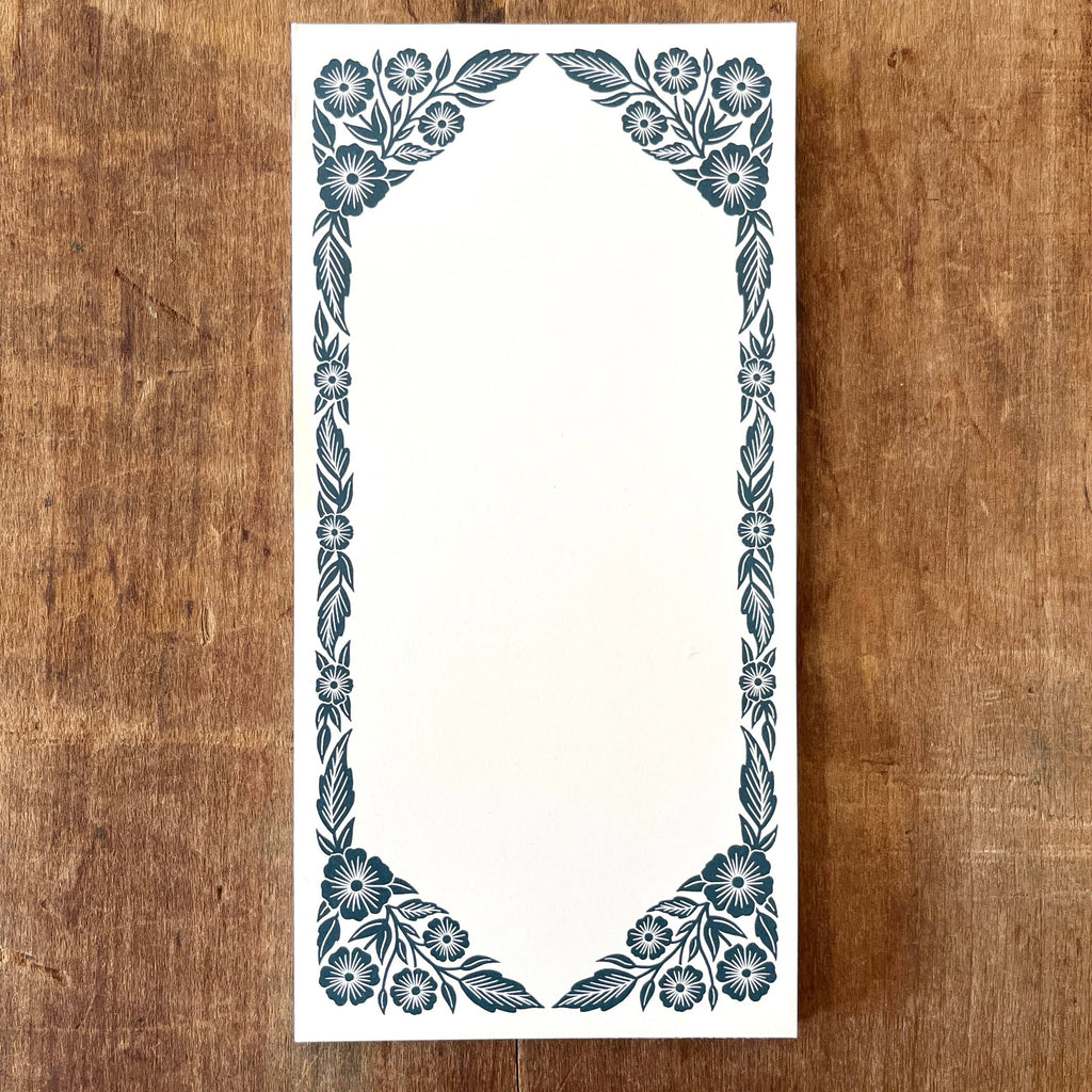 Katharine Watson Teal Border Market Pad with botanical design