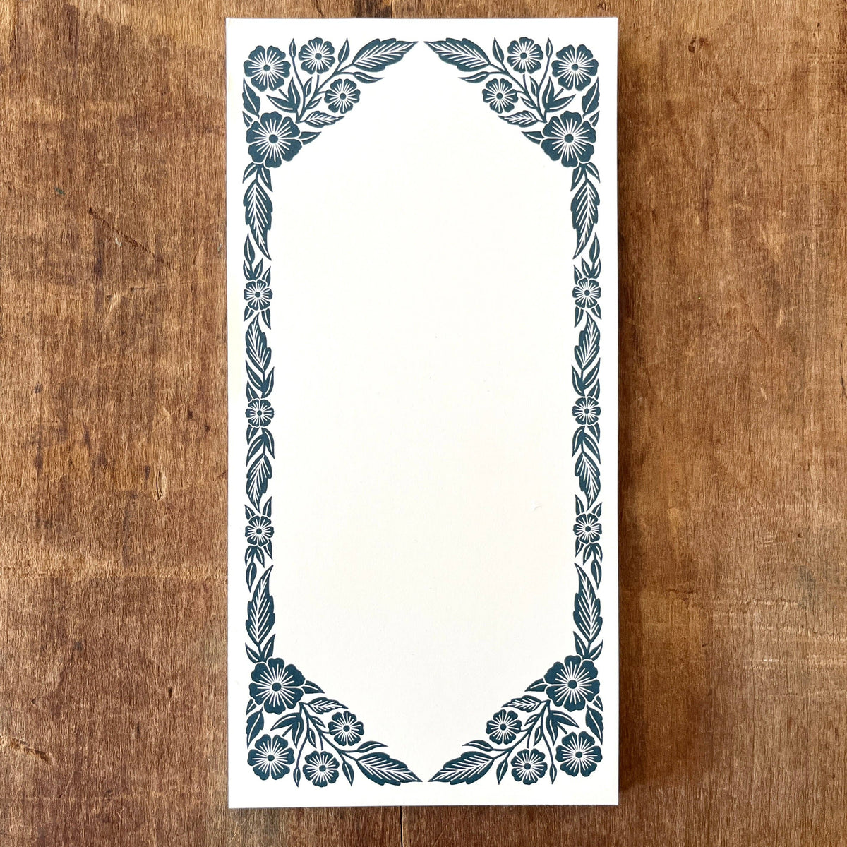 Katharine Watson Teal Border Market Pad with botanical design