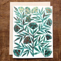 Katharine Watson teal botanical blank greeting card with copper foil