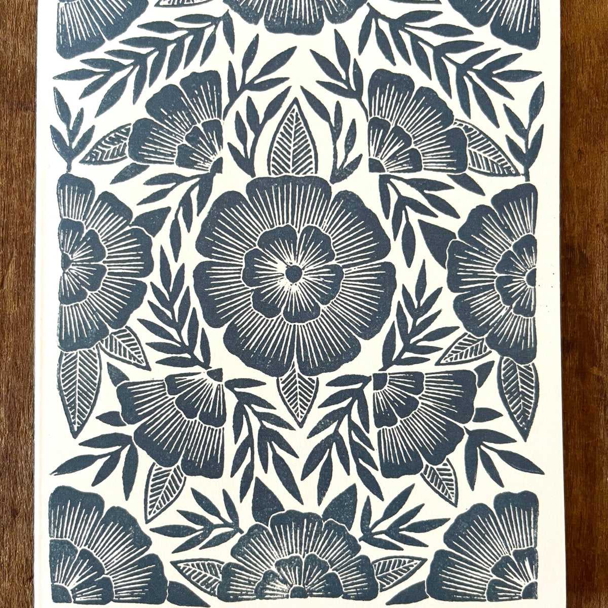 Close-up of Katharine Watson Teal Floral botanical greeting card design