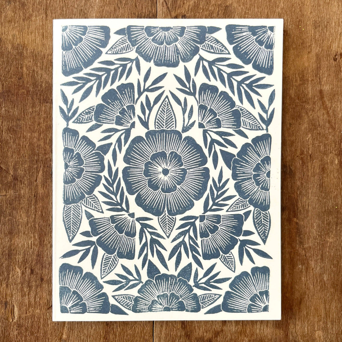 Front view of Katharine Watson Teal Floral blank greeting card