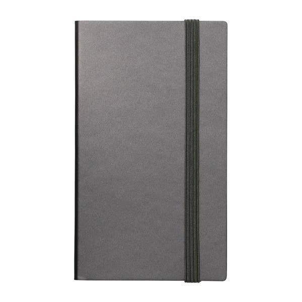 Steel Gray MARK'S EDiT B7 Grid Notebook with a plain textured cover and matching vertical elastic closure