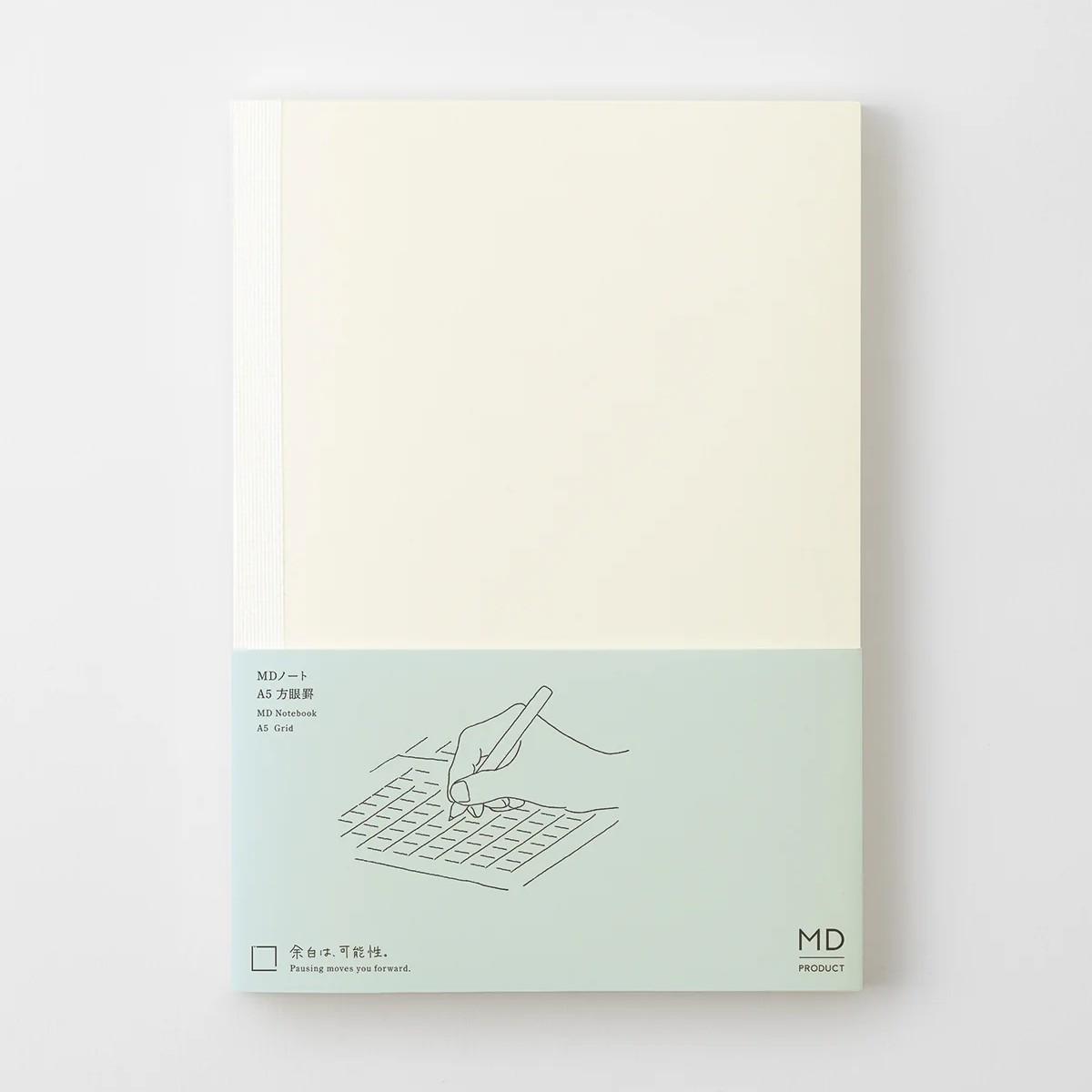 MD Notebook A5 with 5 mm grid pages and glassine cover