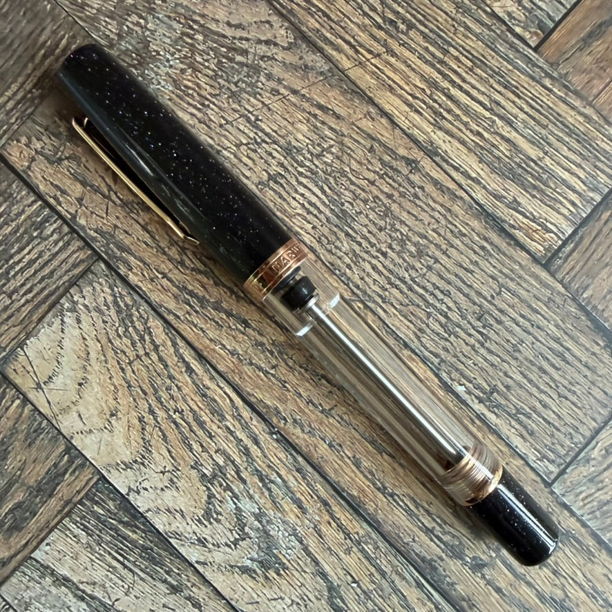 Nahvalur Original Plus Lovina Graphite fountain pen capped, with rose gold clip and trim