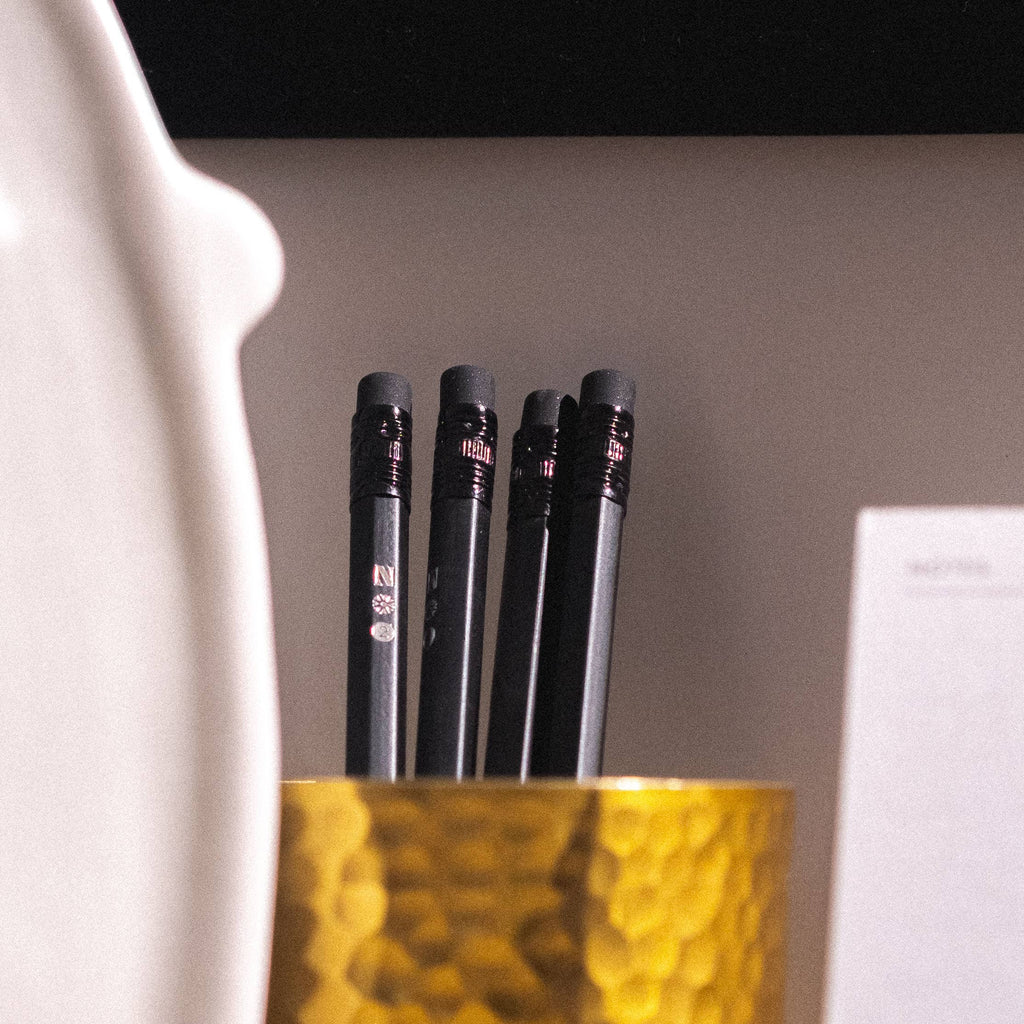 Notsu All Black #2 pencils with black ferrules and erasers