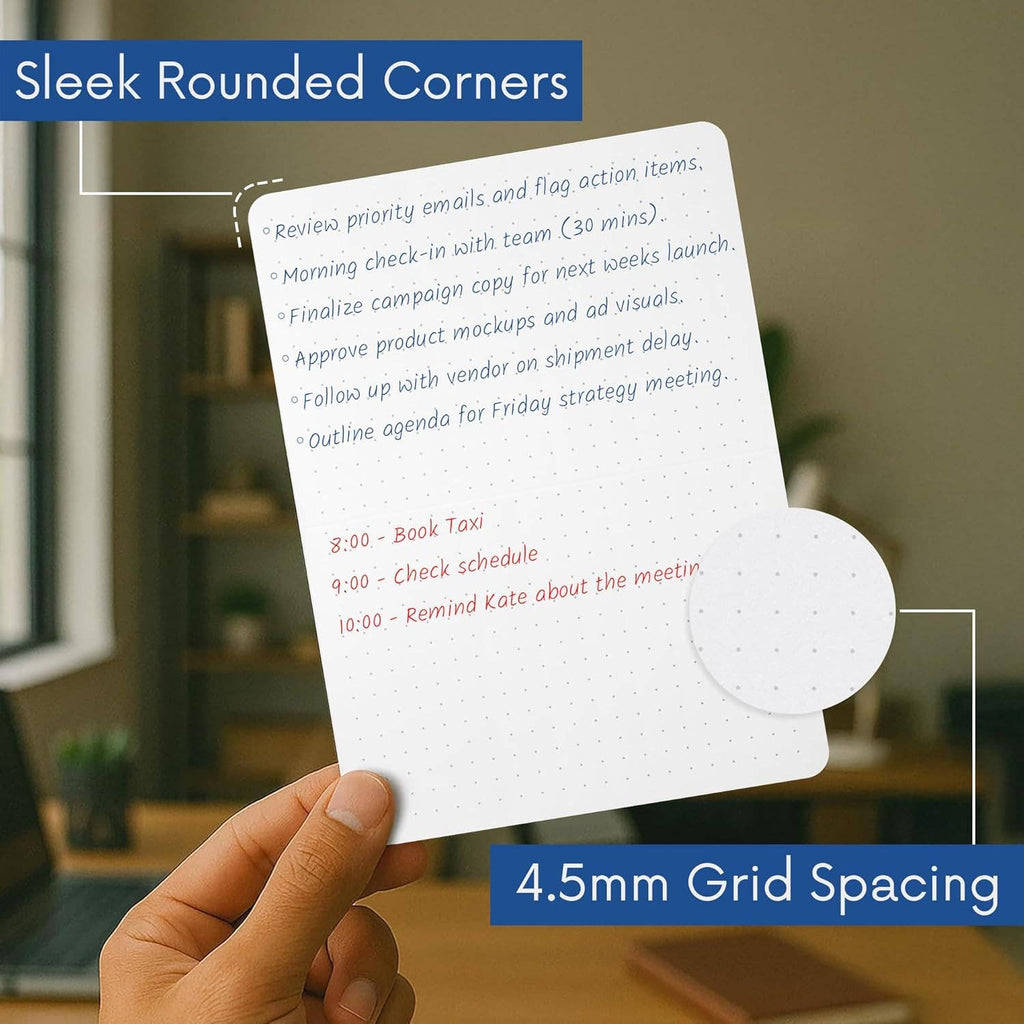 Notsu 5 × 7 dot grid index cards showing rounded corners