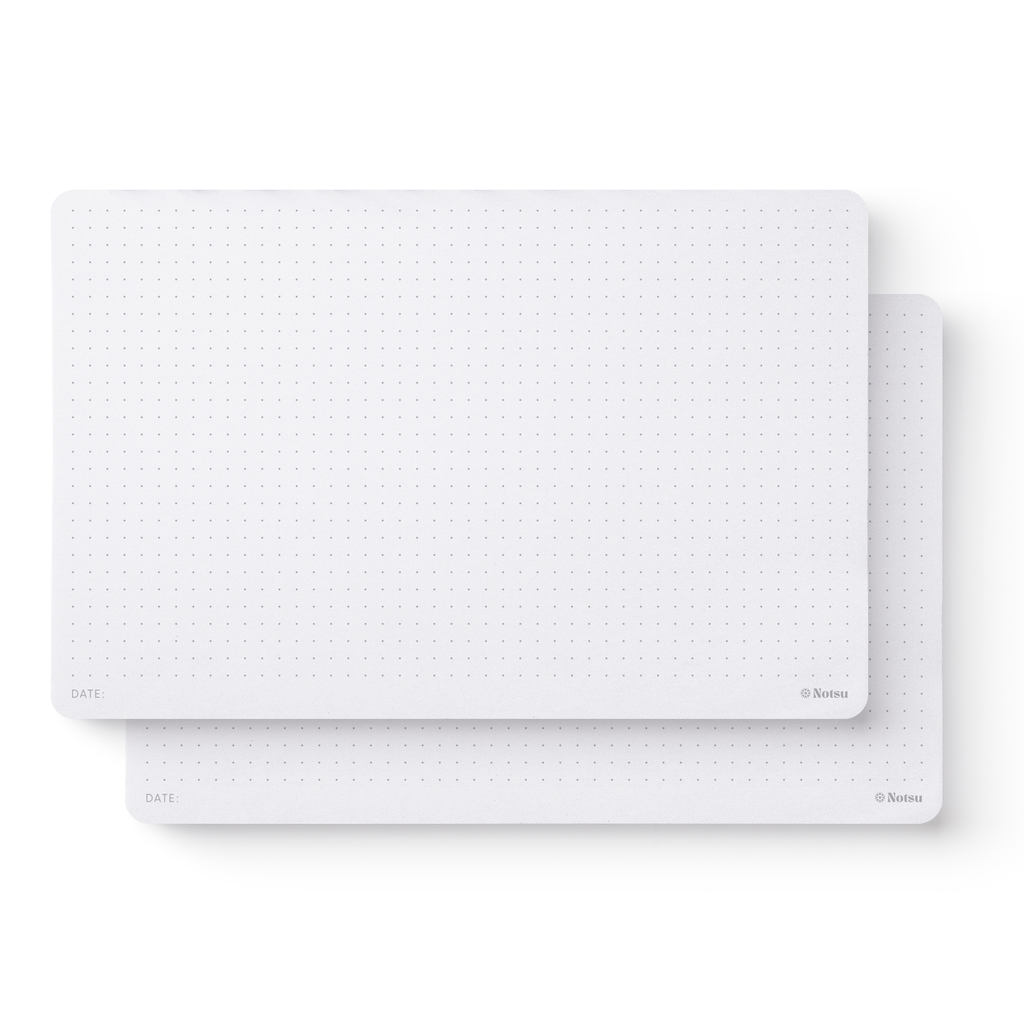 Notsu dot grid notepad detail showing four-dot-per-inch ruling