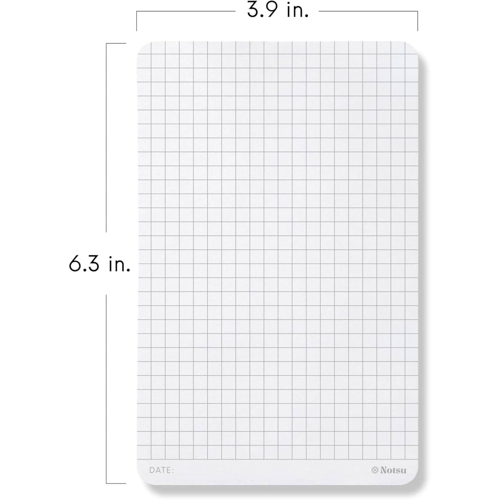 Notsu graph grid desk notepad shown in use for handwritten notes