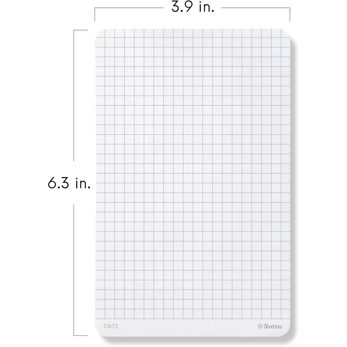 Notsu graph grid desk notepad shown in use for handwritten notes