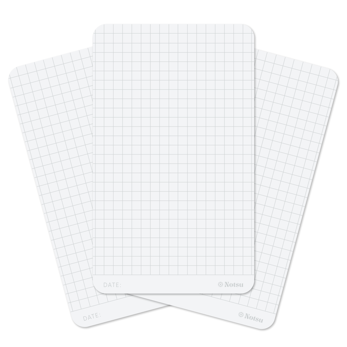 Notsu 3 × 5 graph grid index card showing square grid layout