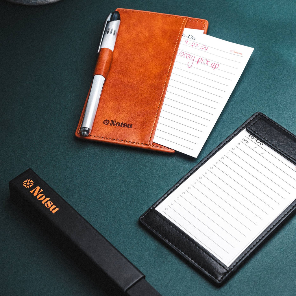 Notsu black note card holder with magnetic flap
