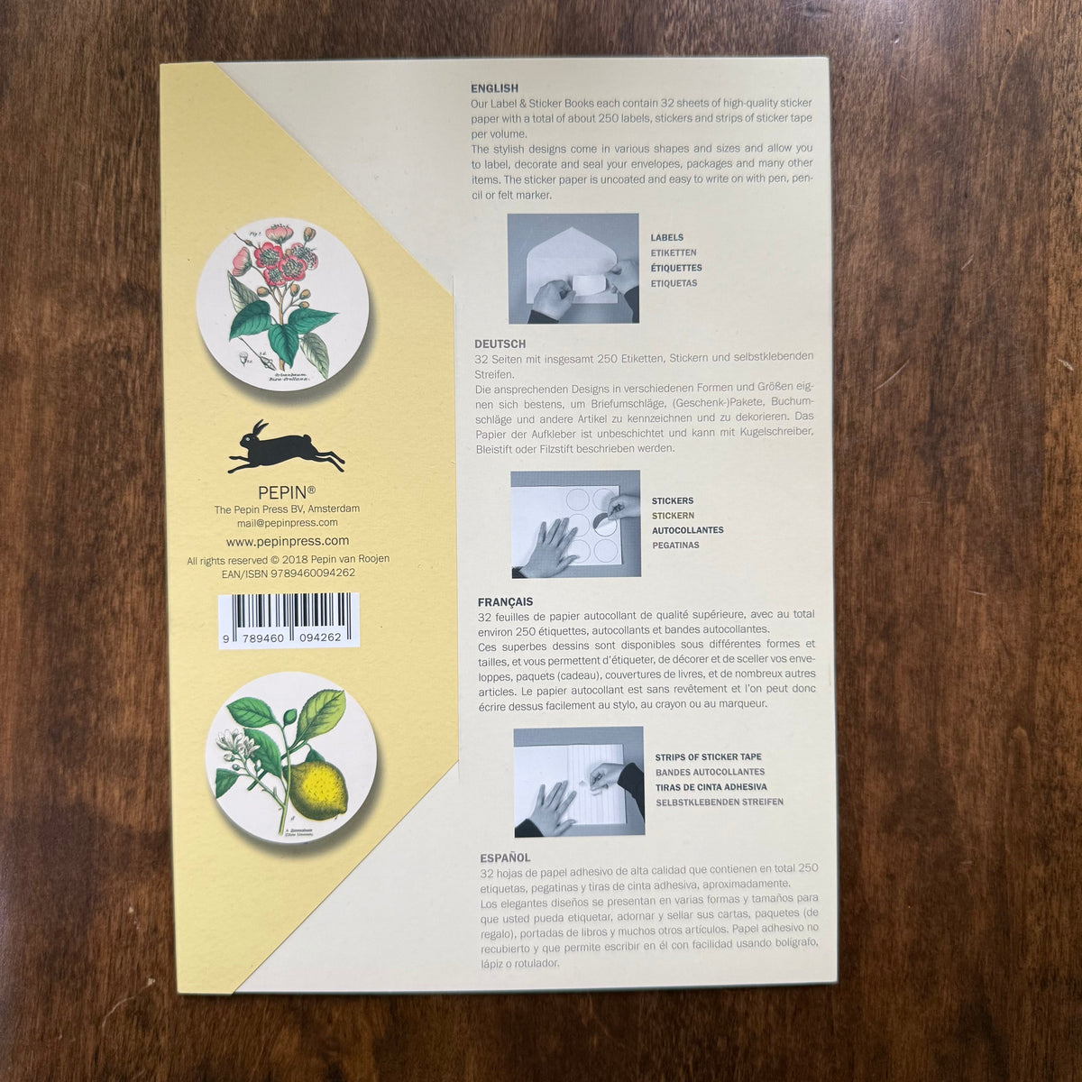 Back cover of PEPIN Flora Label, Sticker & Tape Book