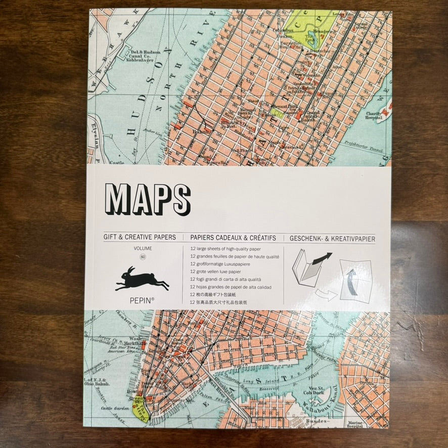 PEPIN Maps Gift & Creative Paper Book front cover with a vintage Manhattan map