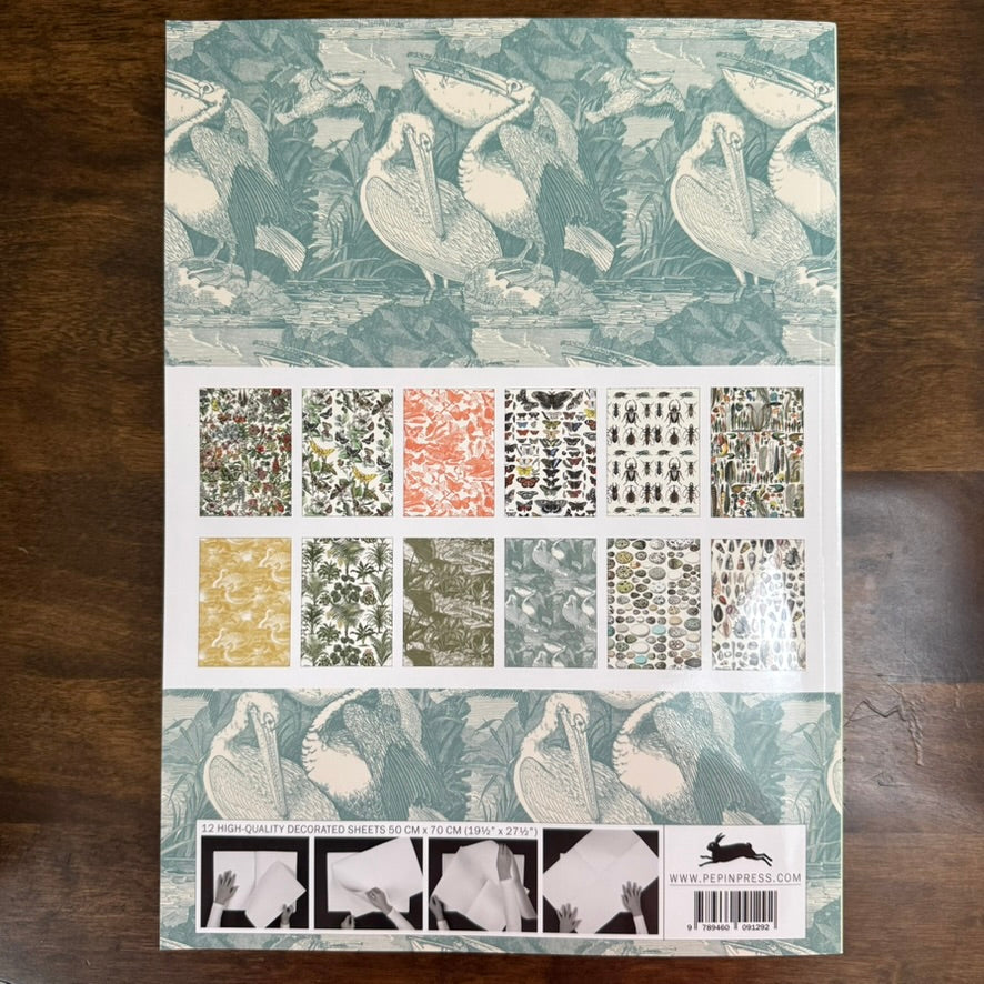Back cover of PEPIN Natural History Gift & Creative Paper Book showing all twelve designs