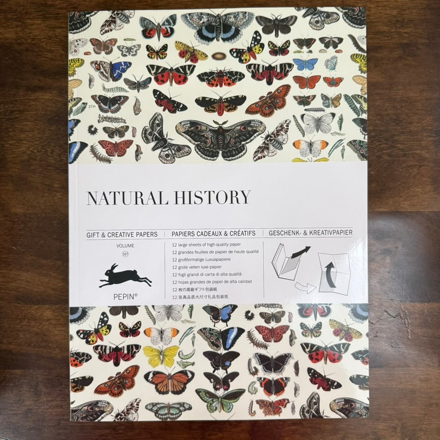 PEPIN Natural History Gift & Creative Paper Book front cover with illustrated butterflies and moths