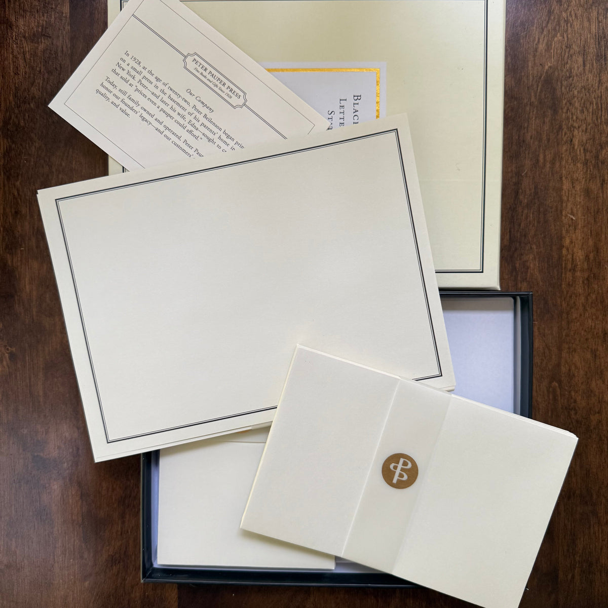 Peter Pauper Press Black & Cream Stationery Set
