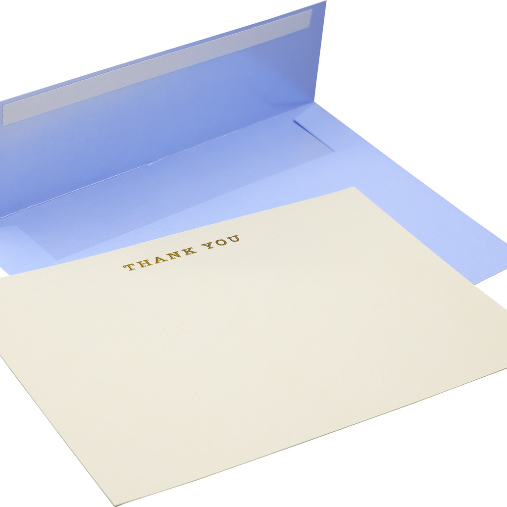 Gold-foil Thank You correspondence card detail