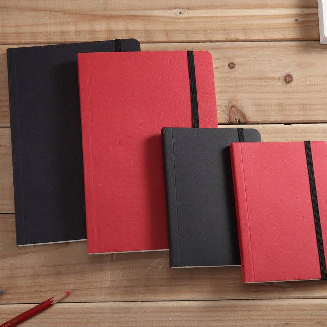 Potentate Travel Sketch Journals in red and black with elastic closures in two sizes