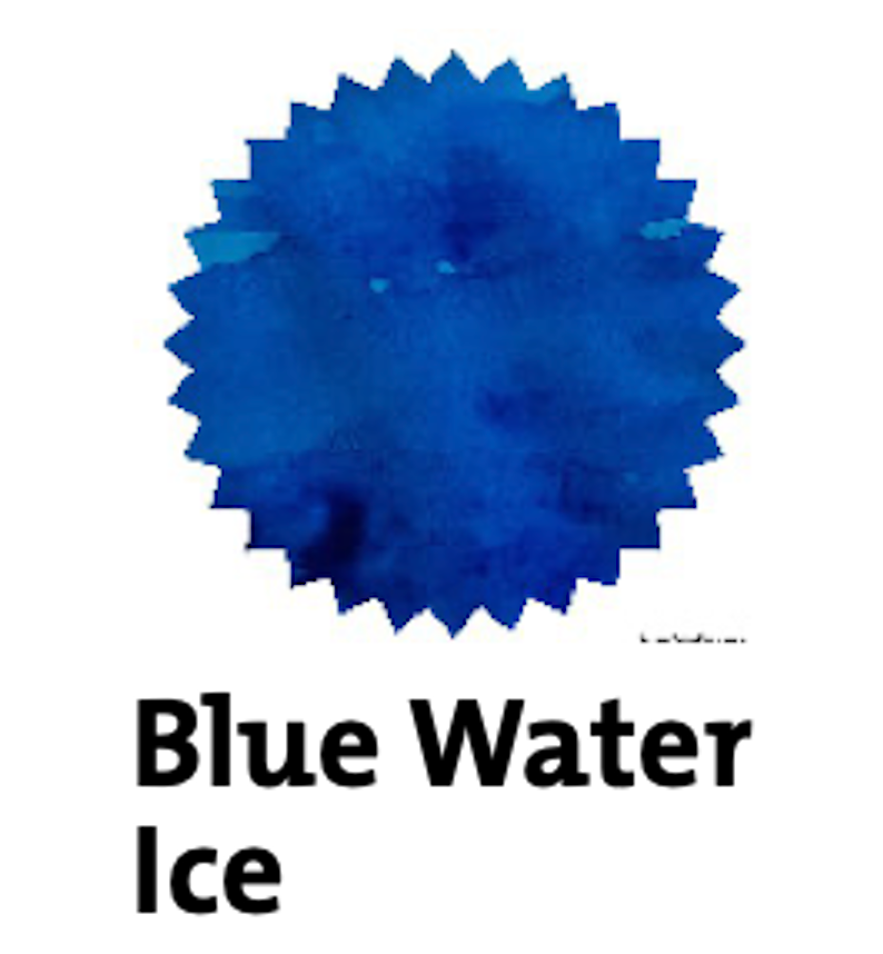 Robert Oster Blue Water Ice fountain pen ink swatch showing color and shading