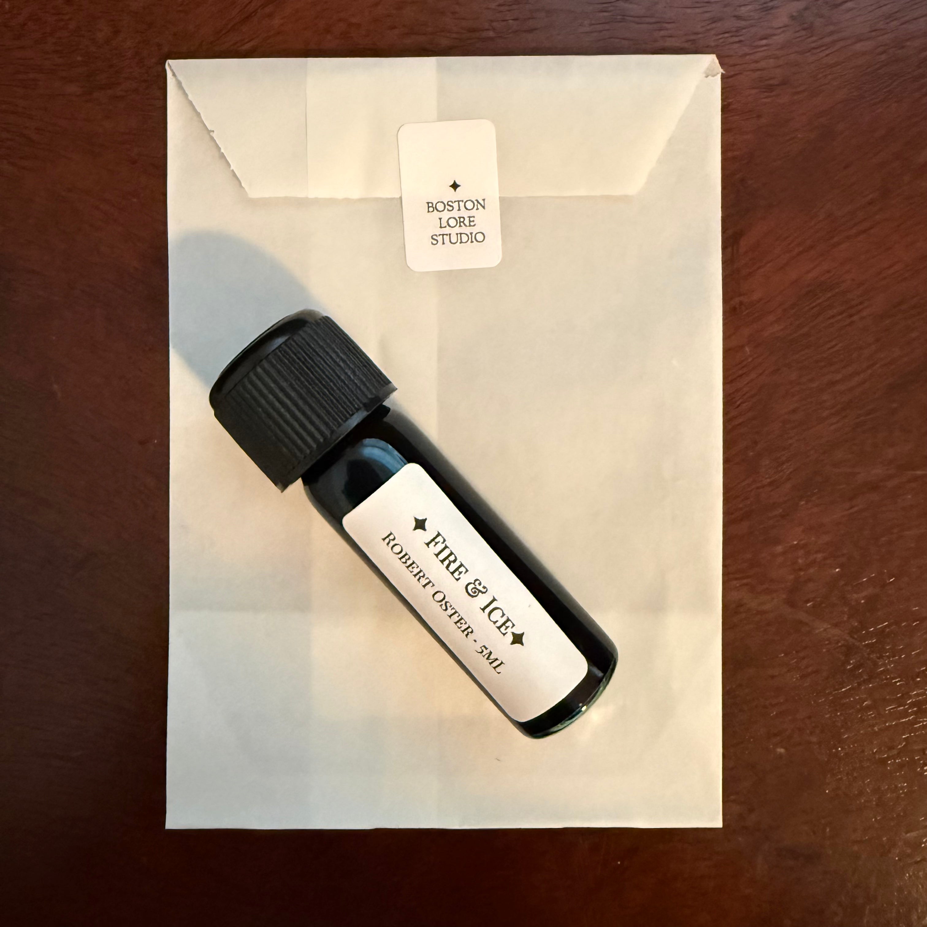 Robert Oster Fire & Ice 5 mL Archive Bottle with labeled glassine envelope