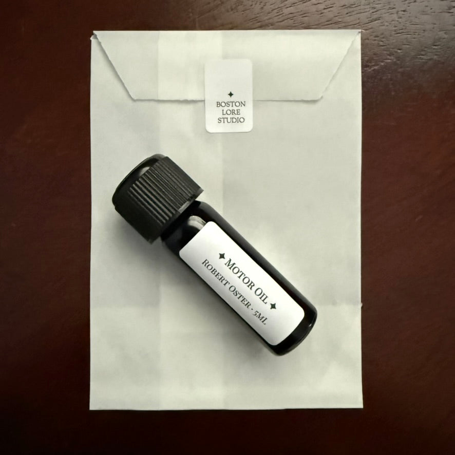 Robert Oster Motor Oil 5 mL Archive Bottle with Boston Lore Studio glassine envelope