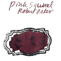 Robert Oster Pink Squirrel fountain pen ink swatch showing a muted burgundy-red color with dark shading.