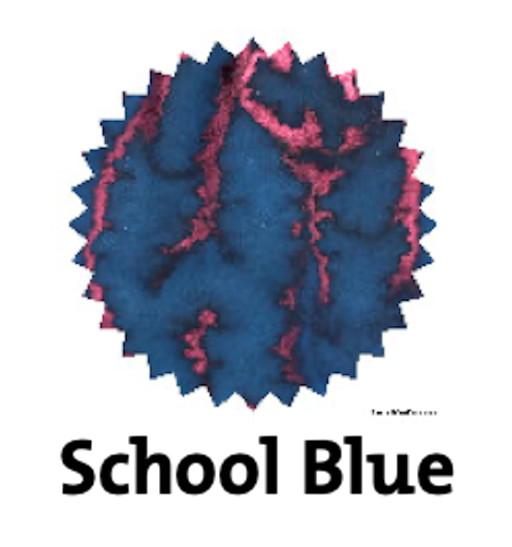 Robert Oster School Blue fountain pen ink swatch showing color and shading