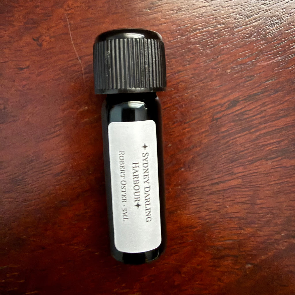 Robert Oster Sydney Darling Harbour 5 mL fountain pen ink Archive Bottle showing front label