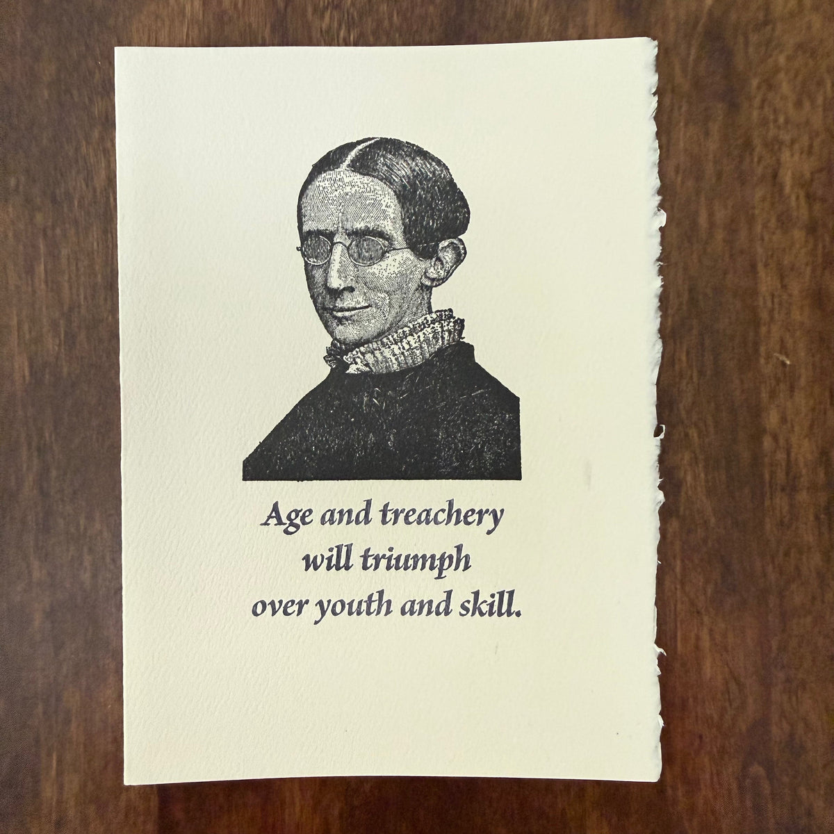 Saturn Press Treachery letterpress greeting card