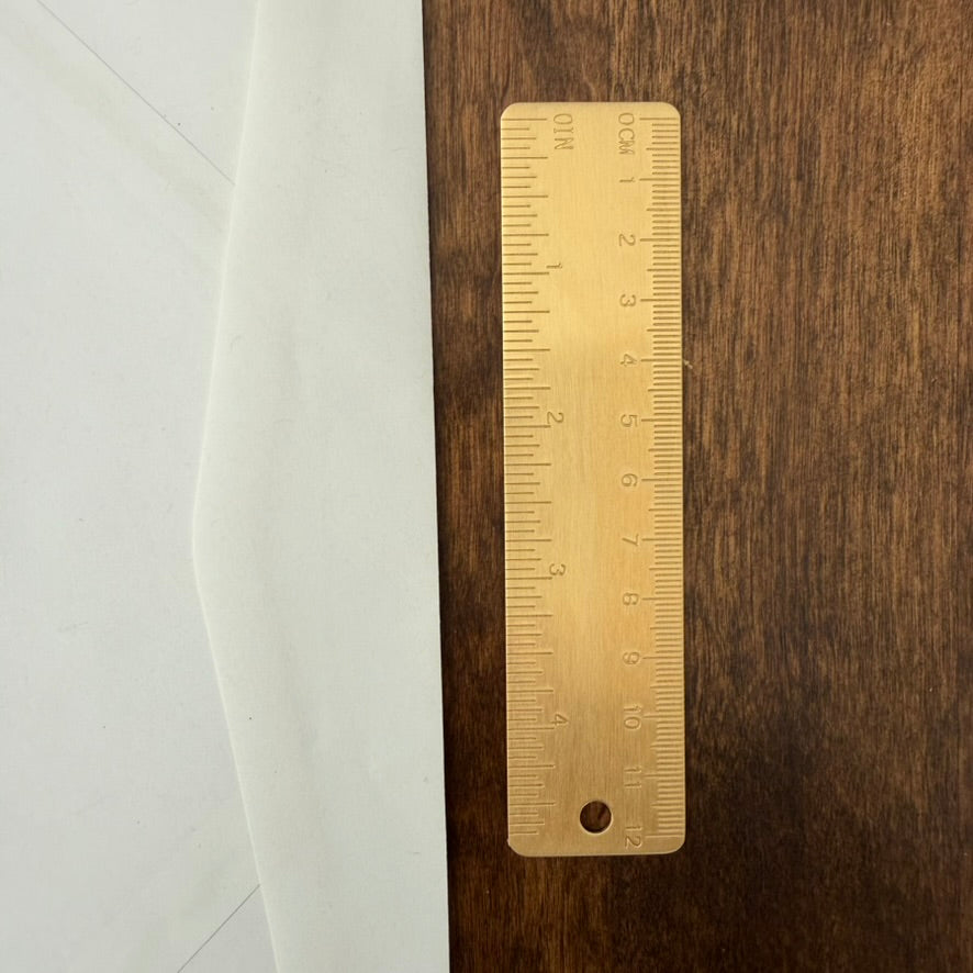 Small 12 cm solid brass ruler for notebooks journals and pencil cases