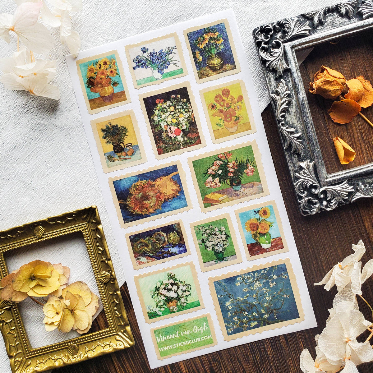 Alternate view of the STICKII Van Gogh's Flowers sticker sheet