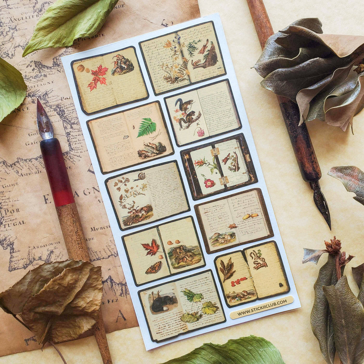 Alternate view of the STICKII Woodland Journals sticker sheet