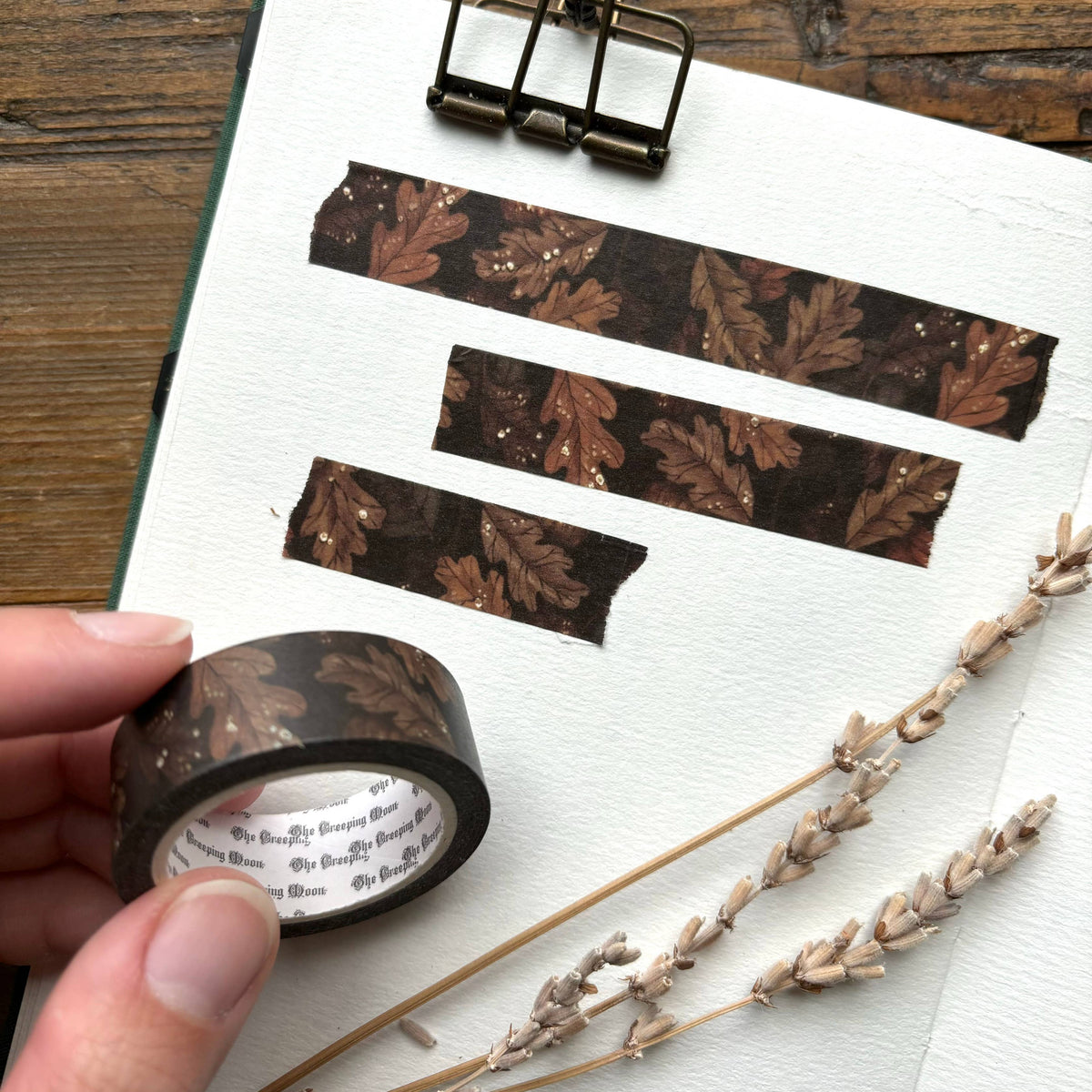 Autumn Oak Leaves washi tape used on a journal page