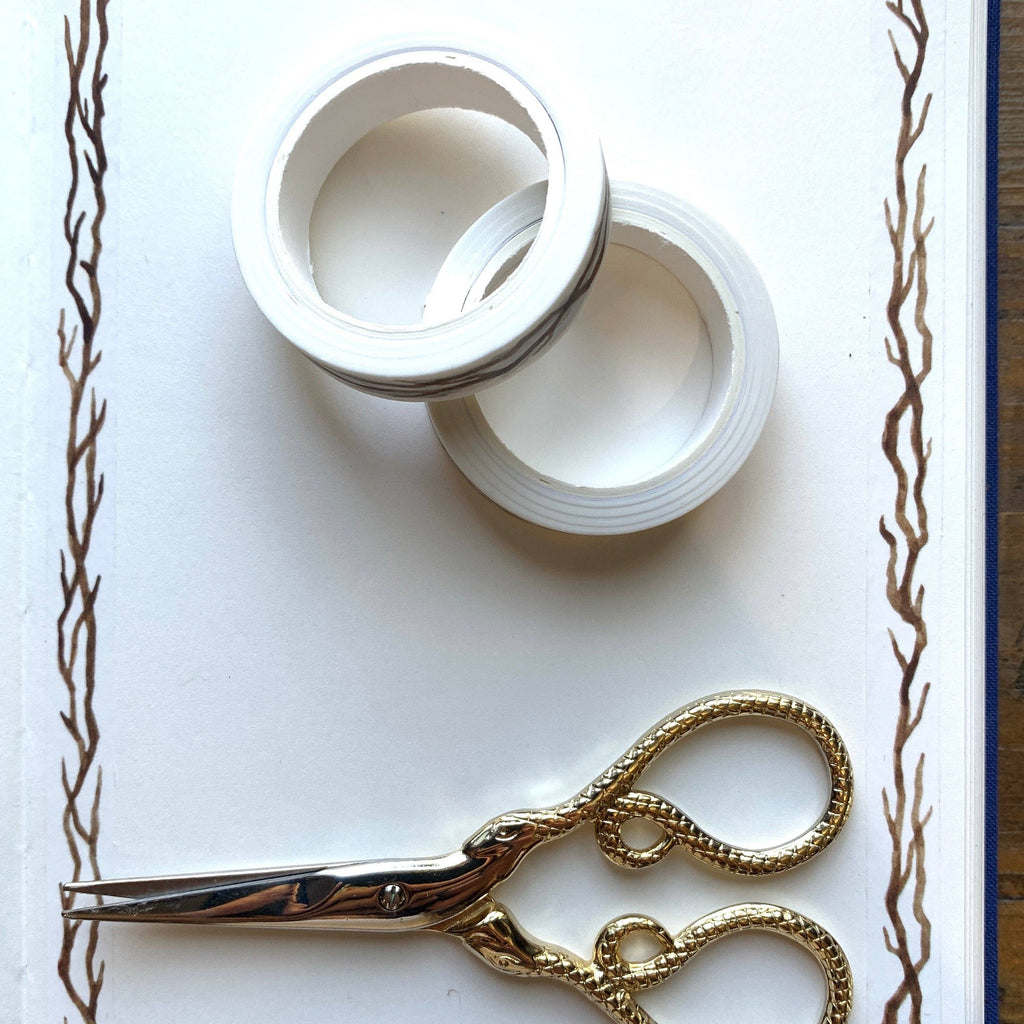 Branches washi tape used as a decorative border on a journal page