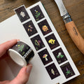 The Creeping Moon Foraging stamp washi tape with illustrated edible plants and mushrooms
