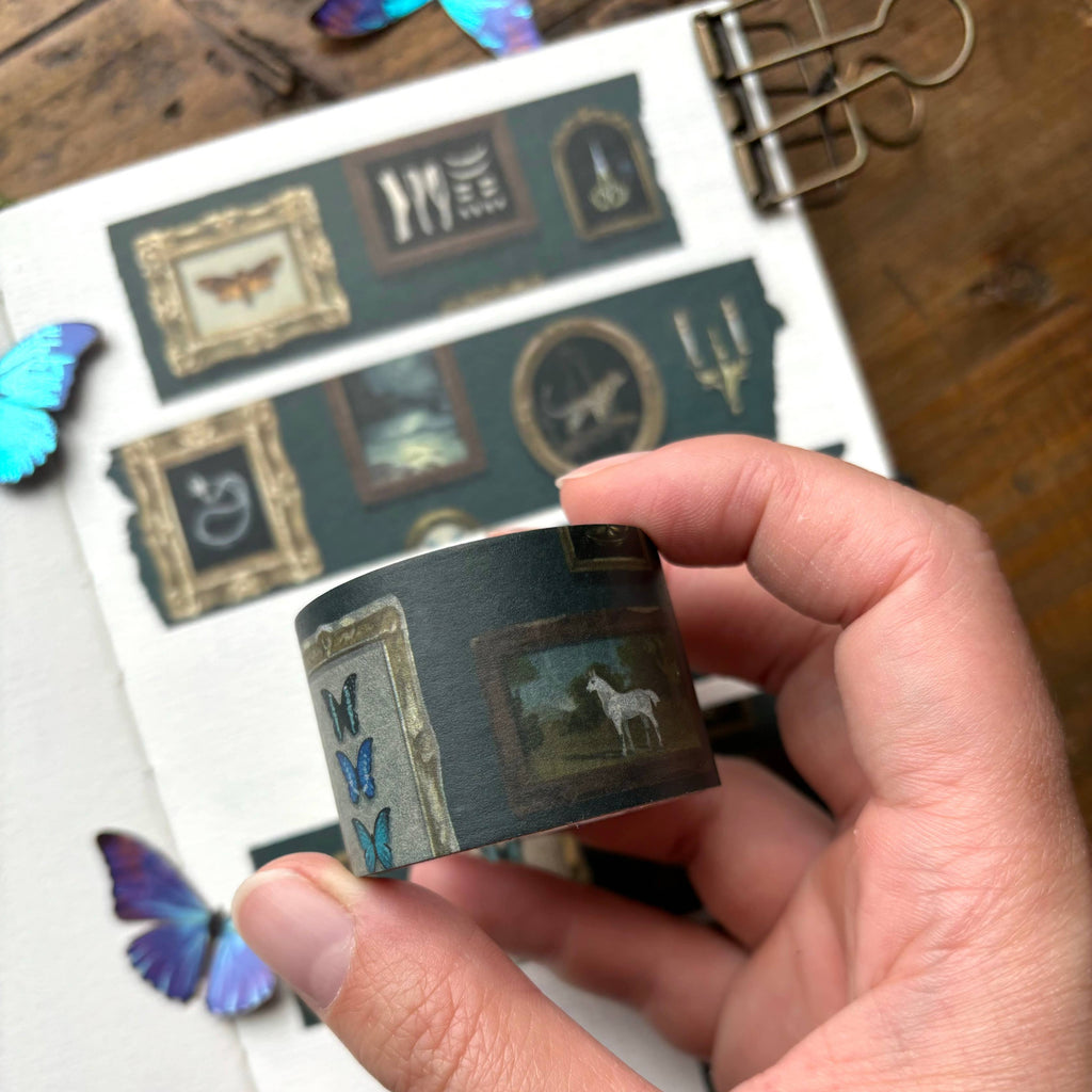 Gallery Wall washi tape used as a decorative focal strip on a journal page