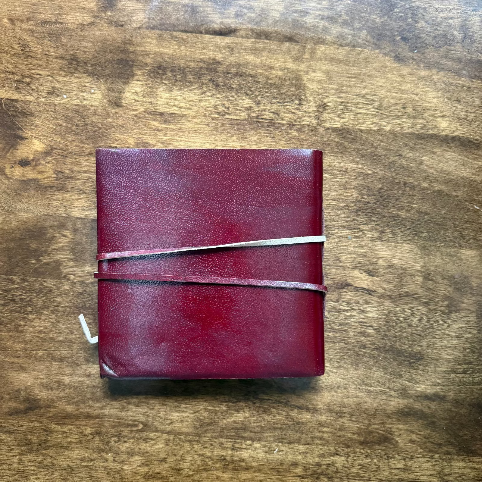 Tri-Art 6 x 6 inch leatherbound mixed media artist book with genuine leather cover