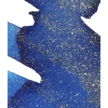 Official Wearingeul 20,000 Leagues Under the Sea fountain pen ink swatch showing blue ink with gold shimmer