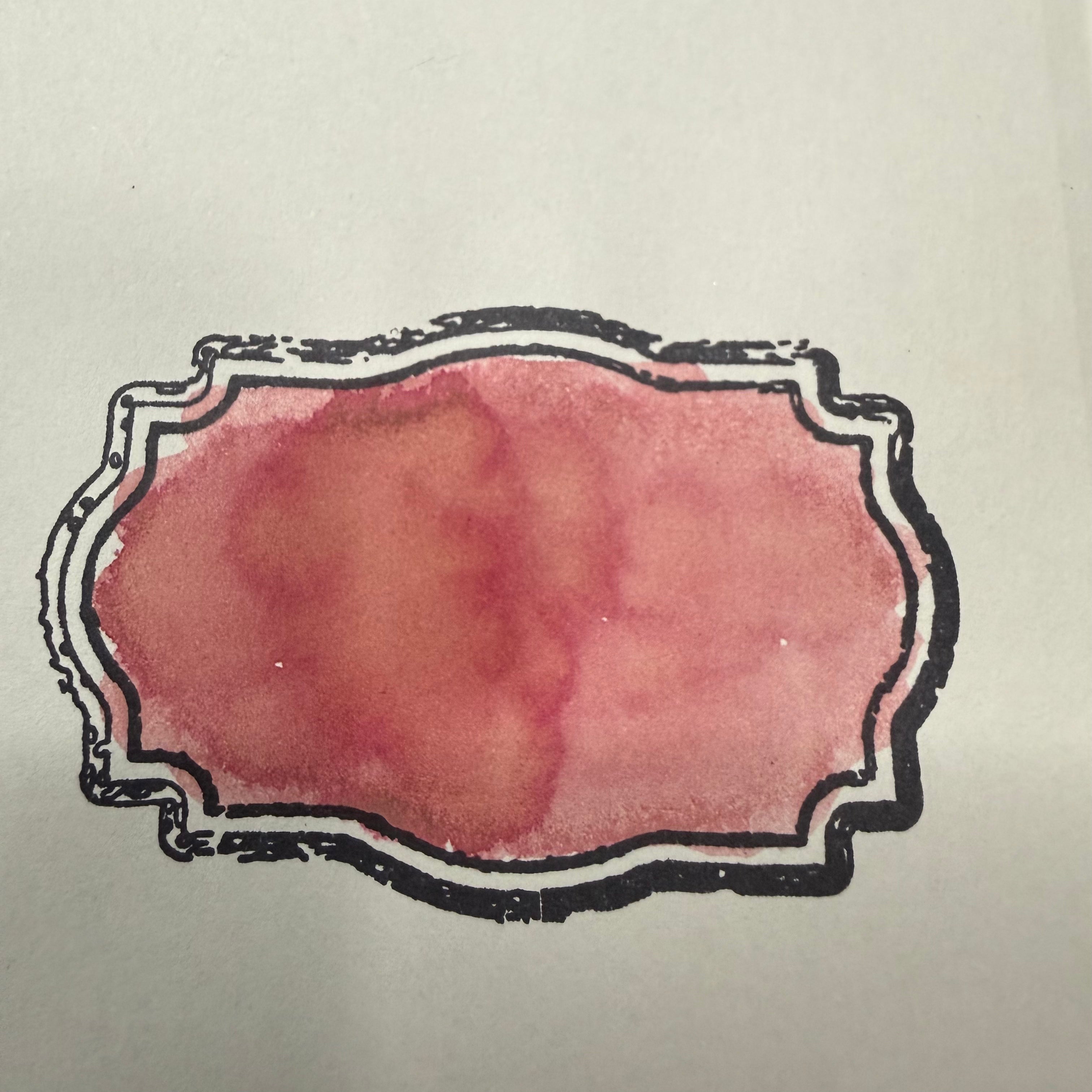 Swatch of Wearingeul Carmilla fountain pen ink showing faded rose-red color and shading