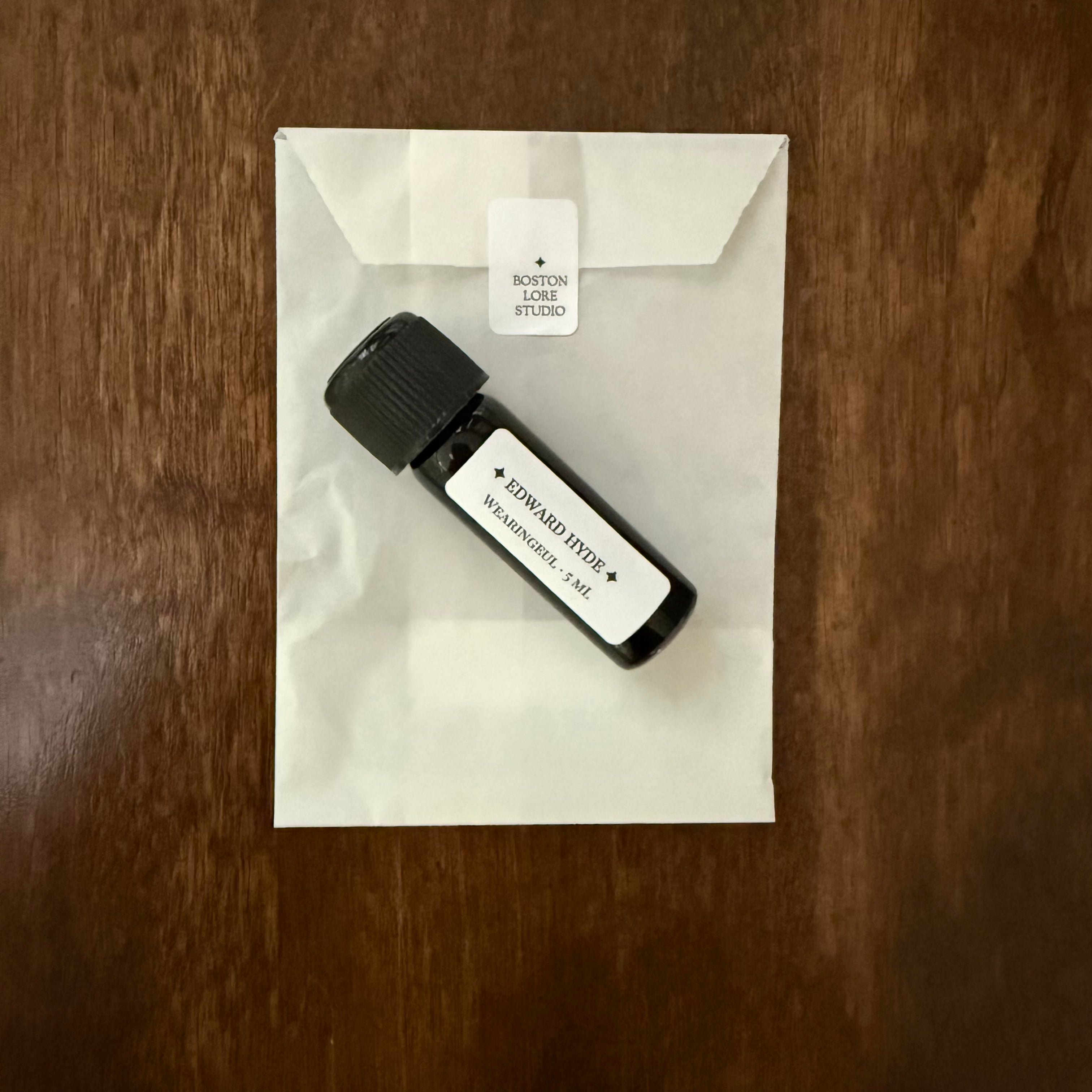 Wearingeul Edward Hyde 5 mL Archive Bottle with Boston Lore Studio glassine envelope packaging